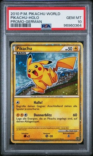 2010 POKEMON JAPANESE WORLD COLLECTION PIKACHU-HOLO GERMAN PSA 10 POP 103